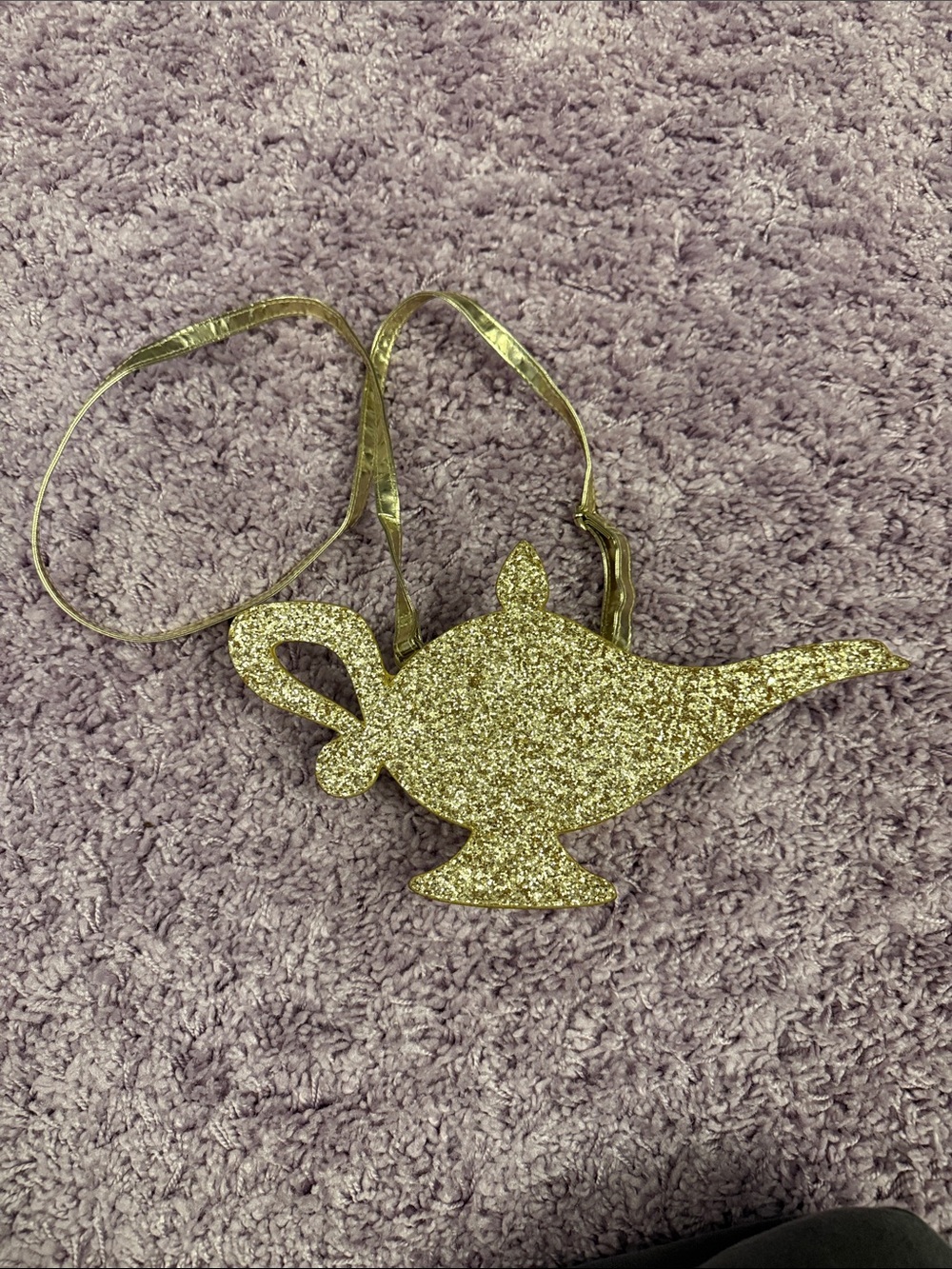 Disney Parks Gold Glitter Genie Lamp Crossbody Bag